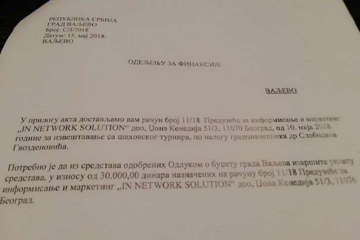 Izveštavanje sa šahovskog turnira - In Network Solution 