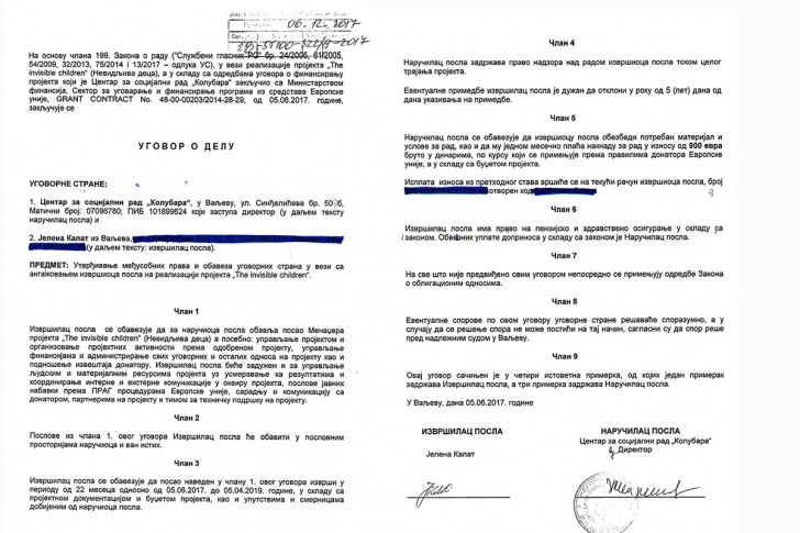 Ugovor menadžera projekta Jelene Kalat