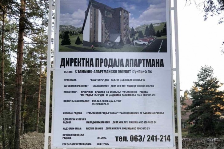 Oglasna tabla investitora sa Uba