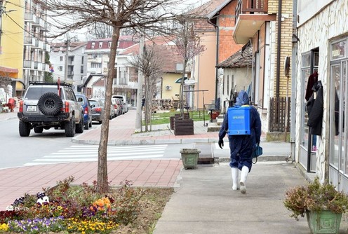 Dezinfekcija ulica u Ljigu (foto: Vlada Ivanović)