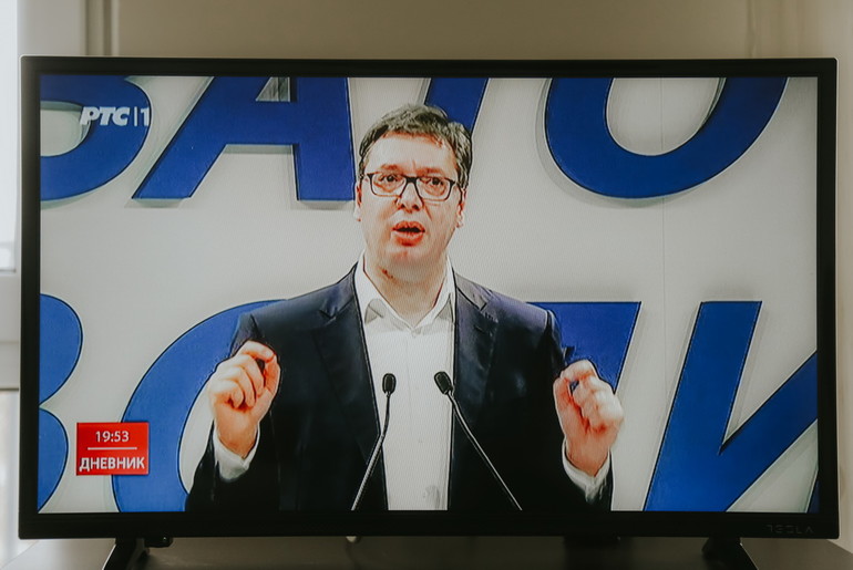 Aleksandar Vučič na TV (foto: Đorđe Đoković)