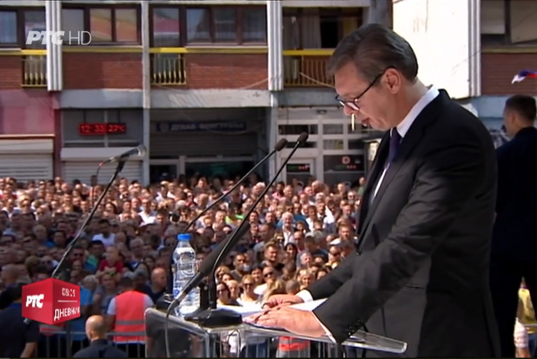 Aleksandar Vučić u Kosovskoj Mitrovici (foto: screenshot rts)