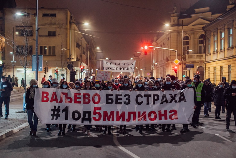 Građanski protest Jedan od pet miliona u Valjevu (foto: Đorđe Đoković)