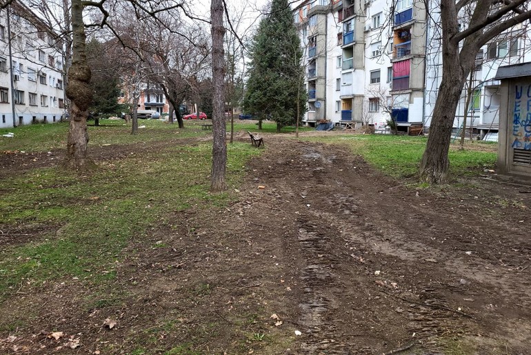 Zelena površina u Naselju Milorada Pavlovića (12.02.) (foto: Kolubarske.rs)